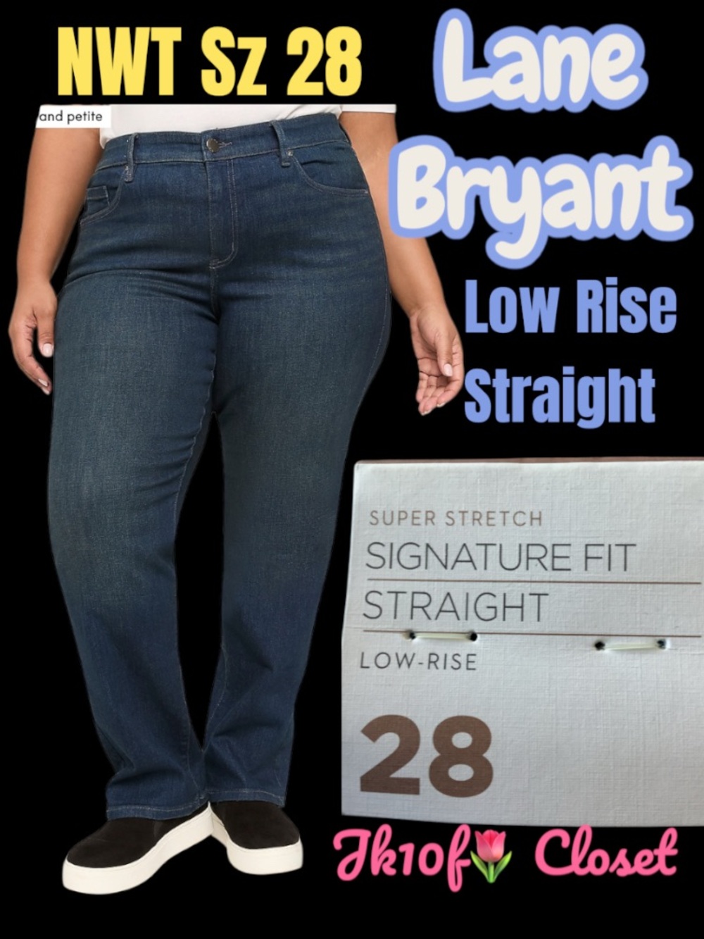 LOWEST🌺NWT LANE BRYANT Sz28 STRETCH LOW RISE STRAIGHT LEG JEANS